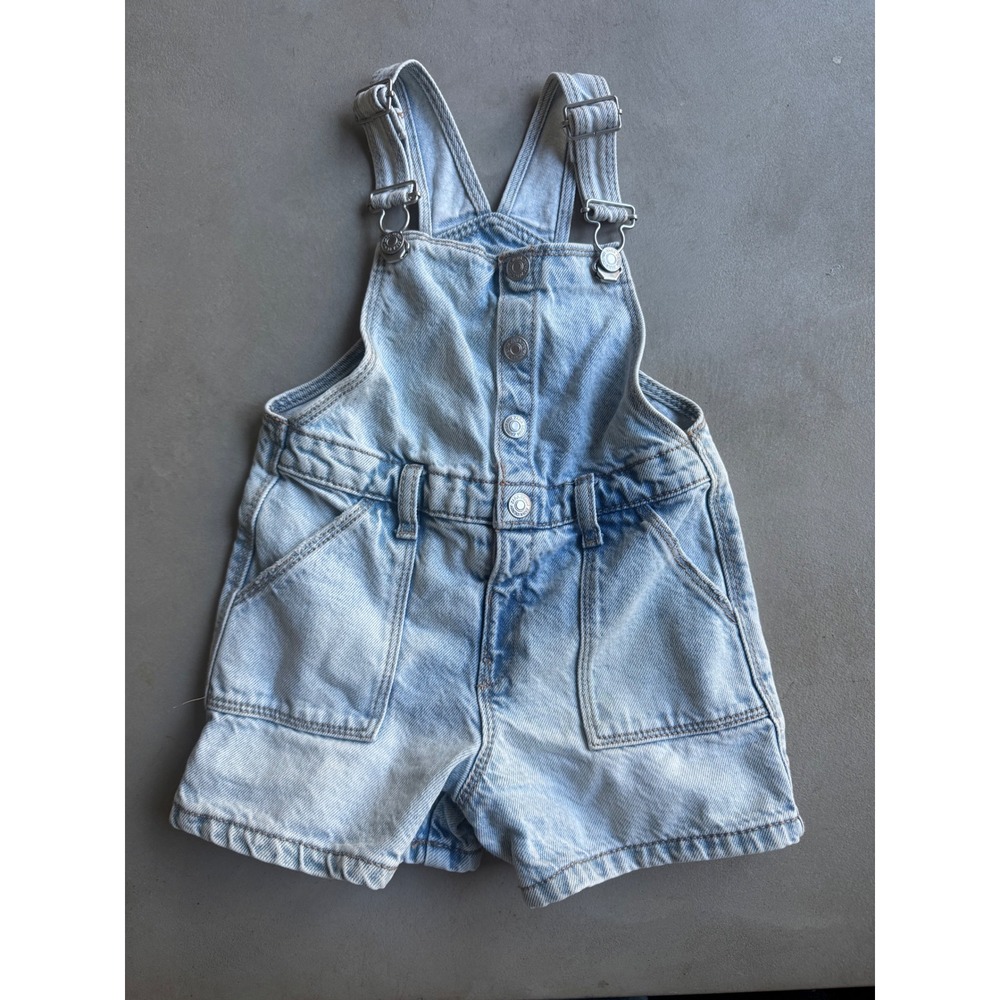 Zara Baby Denim Overalls Light Wash Shortall Size 12-18 Months